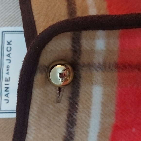 NWOT Janie and Jack Riding Lesson Plaid Pumpkin, Beige and Black Poncho Size 5 - Picture 4 of 6